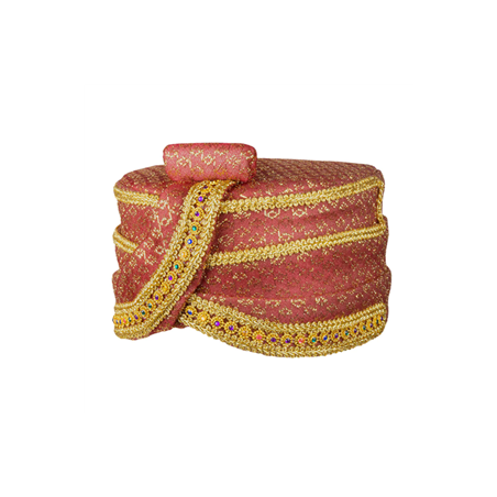 Chapeau de Sultan bordeaux et doré en tissu (Taille adulte)