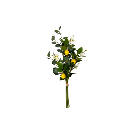 Bouquet de citrons, fleurs  et  feuillages artificiels - L. 30 x l. 20 x H. 64 cm