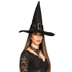 Chapeau de sorcière noir polyester - taille adulte - Haut. 44cm