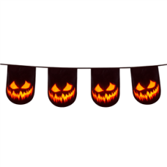 Guirlande Creepy Pumpkin fanions 27 x 20cm PLASTIQUE- Long. 600cm