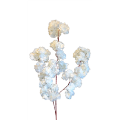 Branche de cerisier en fleur - Tige 85cm - feuilles et olives sur 55cm
