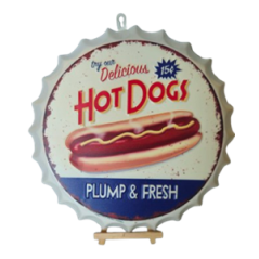 Plaque HOT DOG en métal - Diam 34cm