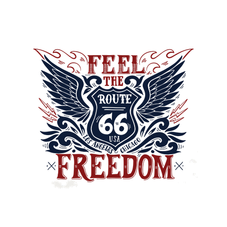 Drapeau Route 66 Feel the FREEDOM - tissu - 90 x 150cm