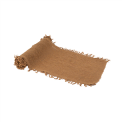 Chemin de table effiloché façon chanvre camel 30cm x 3m