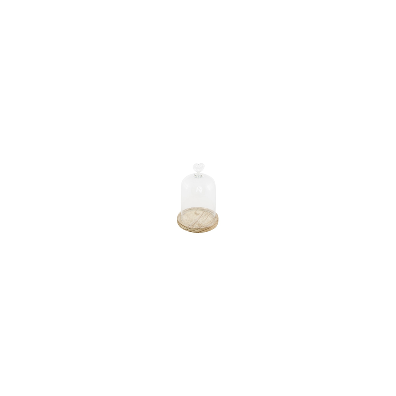 Cloche en verre sur support en bois 11 x 16cm