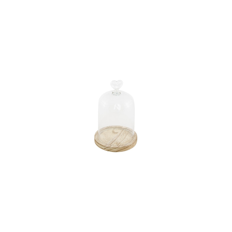 Cloche en verre sur support en bois 11 x 16cm