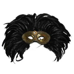 Masque plume noir - Diam. 50cm
