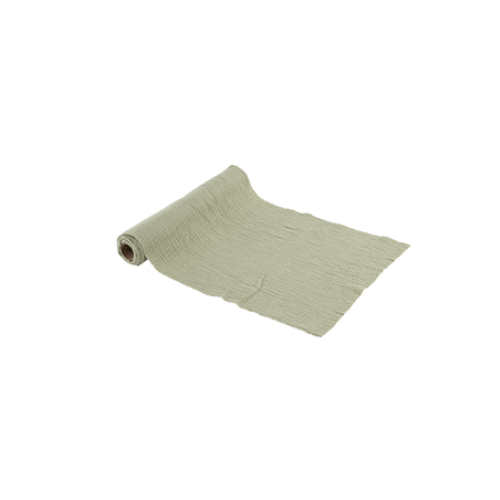 Chemin de table gaze de coton vert sauge 30cm x 3m