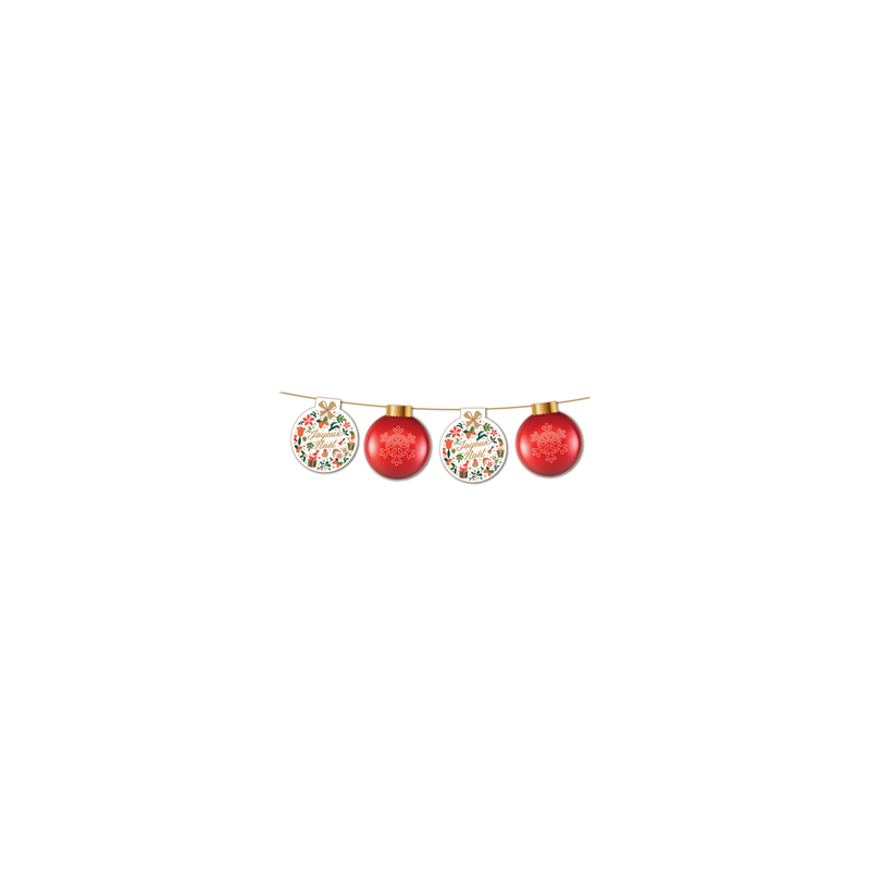 Guirlande Boule de Noël - 10 fanions papier - Long 4m50