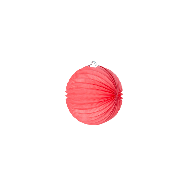 Lampion rose rond corail papier - Diam. 30cm