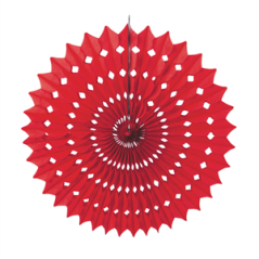 Éventail rouge papier - Diam. 53cm