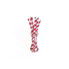 Lot de 10 pailles à chevrons rouges papier - 20cm