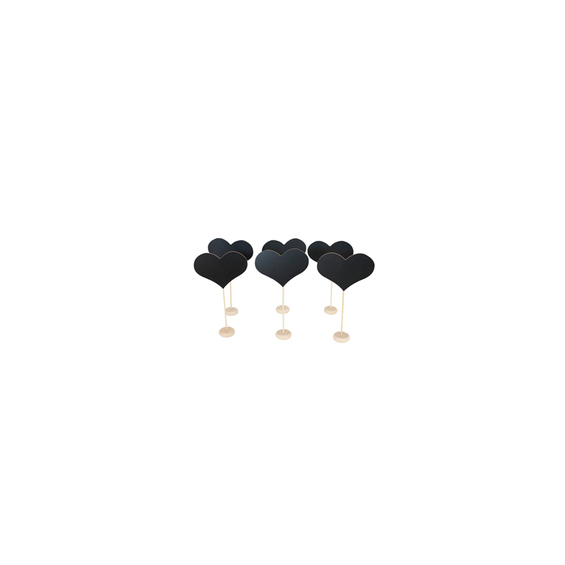 Lot de 6 cœurs ardoise et bois - 11.5 x 21cm