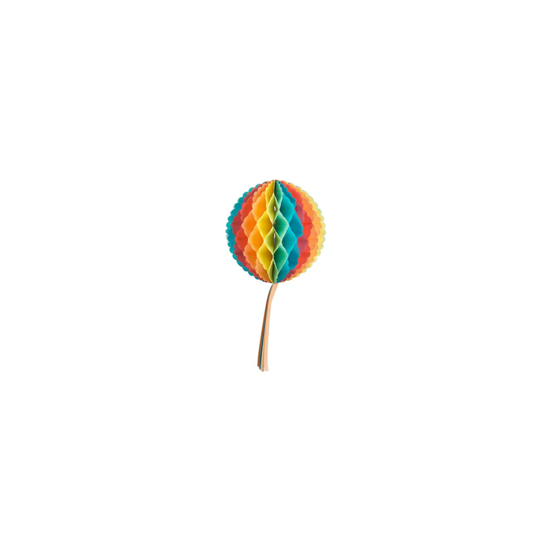 Boule alvéolée arc en ciel pastel avec tassel - Diam. 30cm