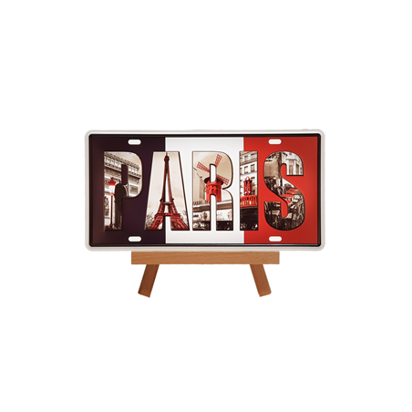 Plaque métal 3D PARIS - 15 x 30cm