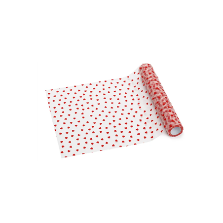 Chemin de table en tulle  et  Cœurs rouges 36cm x 9m