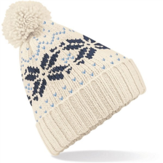 Bonnet d'hiver - taille adulte (blanc cassé et bleu)