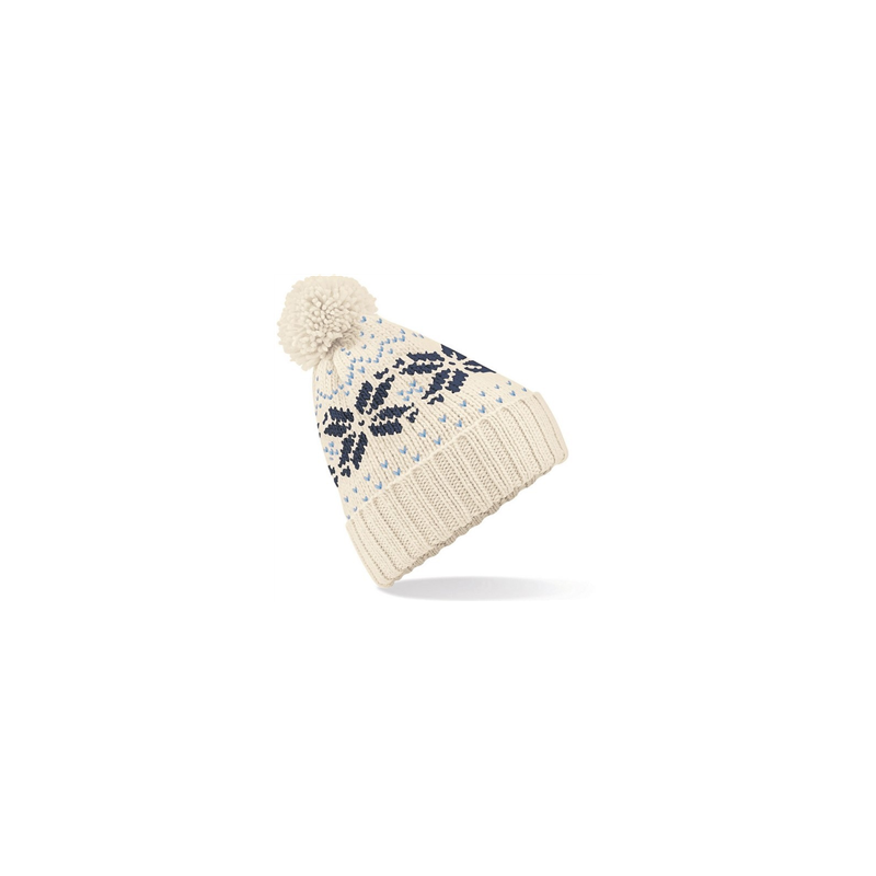 Bonnet d'hiver - taille adulte (blanc cassé et bleu)