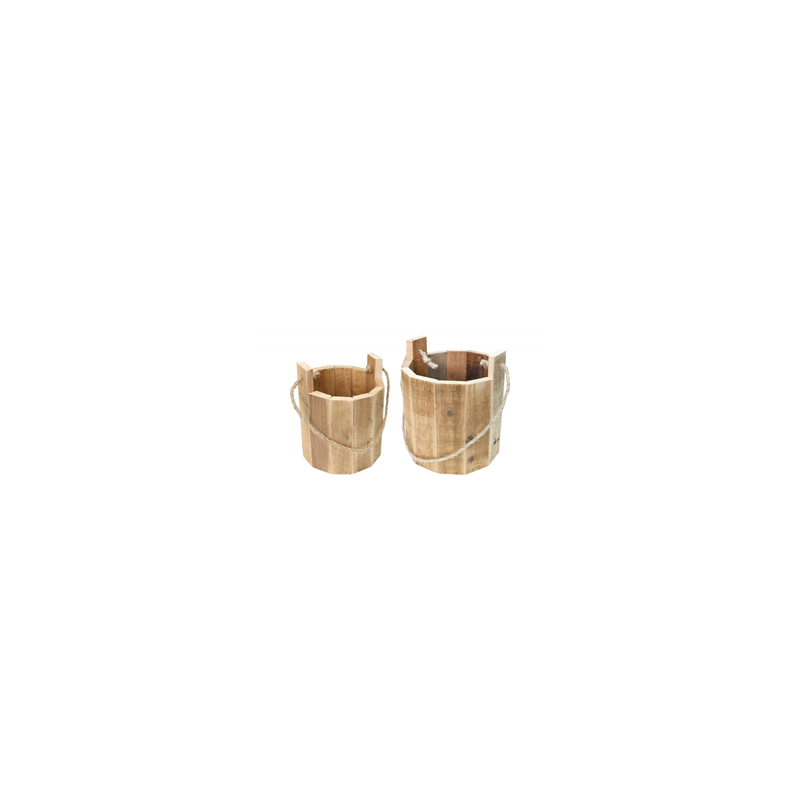 Set de 2 seaux en bois de 16.5 x 16 cm et 21 x 18 cm