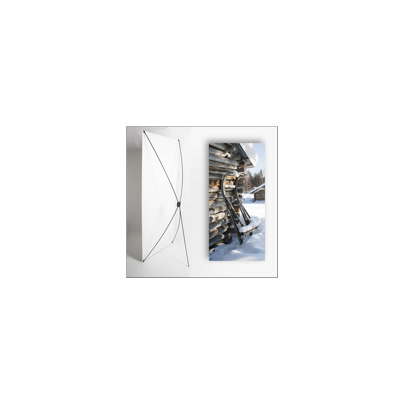 Kakemono Montagne Luge - 180 x 80 cm - Toile M1 avec structure  X- Banner