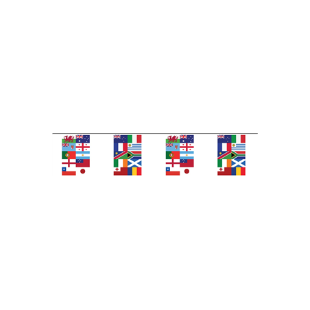 Guirlande Rugby 20 nations 2023 10 fanions 21 x 30cm - papier Long. 390cm