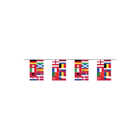 Guirlande 20 nations 2024 10 fanions papier 21 x 30cm - Long. 390cm