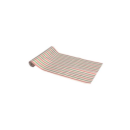 Chemin de table effet candy rayures rouges  et  vertes 28cm x 3m