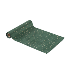 Chemin de table pois velours vert et or 28cm x 3m
