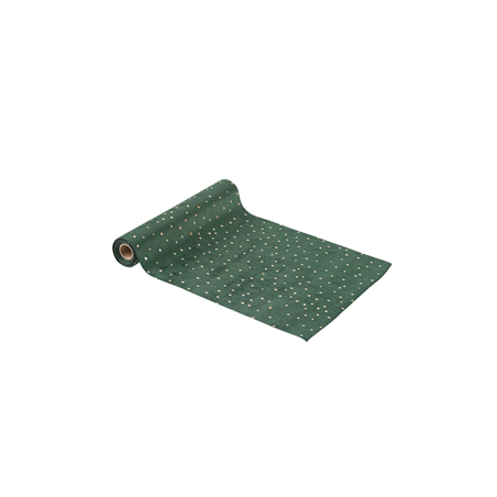 Chemin de table pois velours vert et or 28cm x 3m
