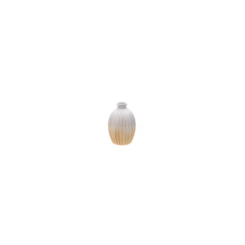 Vase en céramique blanc  et  or 12,5 x 18,5cm