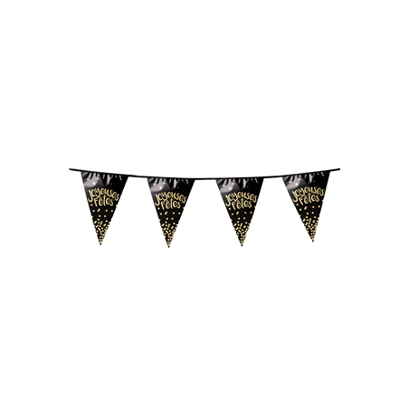 Guirlande 'Joyeuses Fêtes' fanions métallisés - plastique Long. 4m
